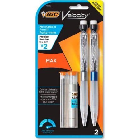 BIC BIC Velocity Max Pencil, 0.5 mm, HB #2, Black Lead, Gray Barrel, 2/Pack MPMX5P21